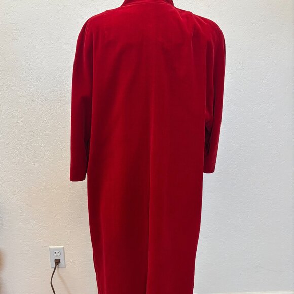 Womens vintage red velvet coat SZ L - long open coat with ¾ sleeves Fully lined - Picture 5 of 8